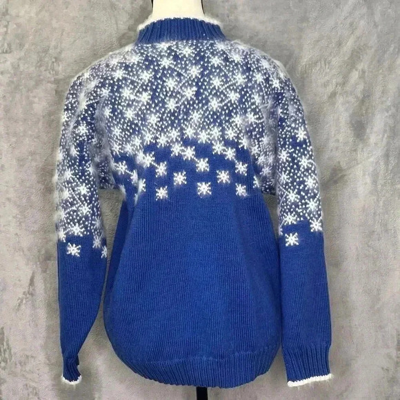 Vintage CEAU‎ MAR Sz M Wool Angora Pullover Sweater USA Made Snowflakes Winter - Picture 12 of 16